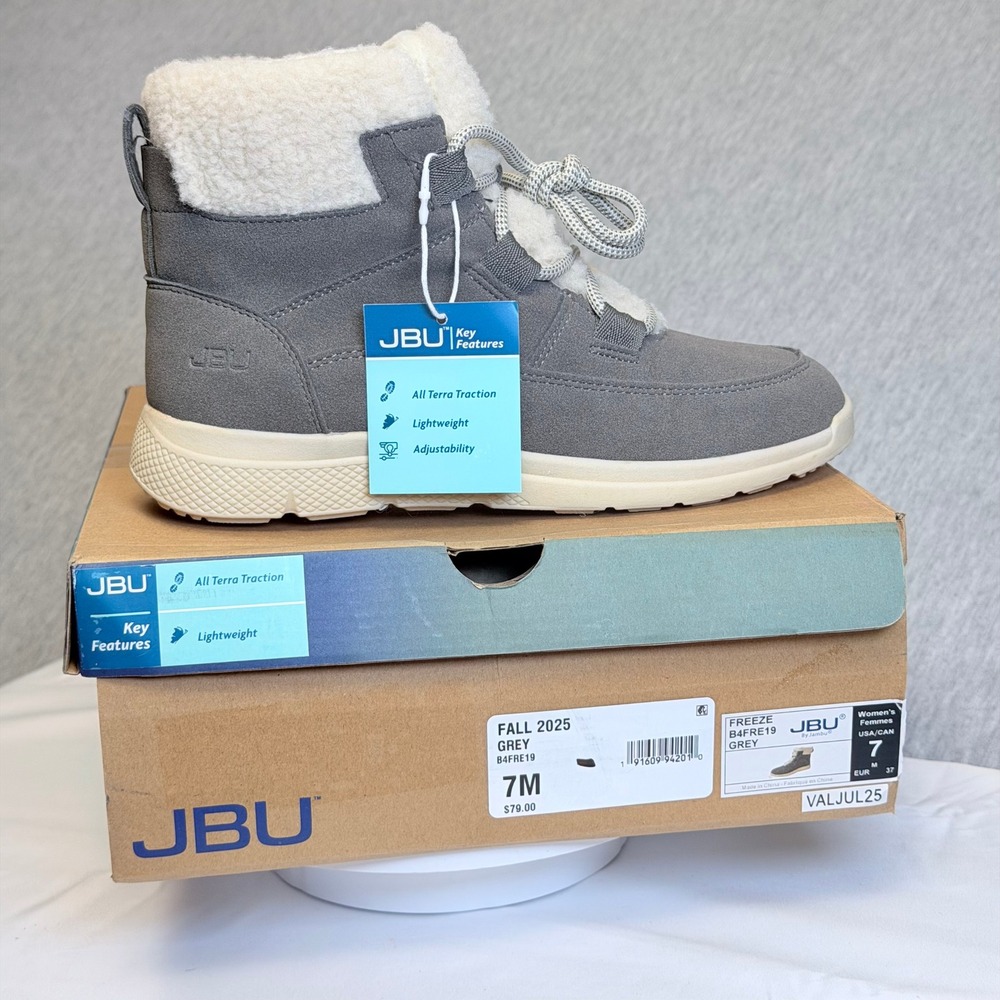 JBU by Jambu Freeze Women Grey Faux Fur Winter Boots B4FRE19 Size 7M